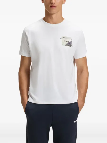 Tricou Boss cu imagine alb