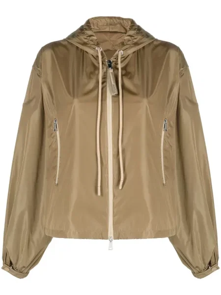 Geacă Moncler cu glugă cu imagine maro