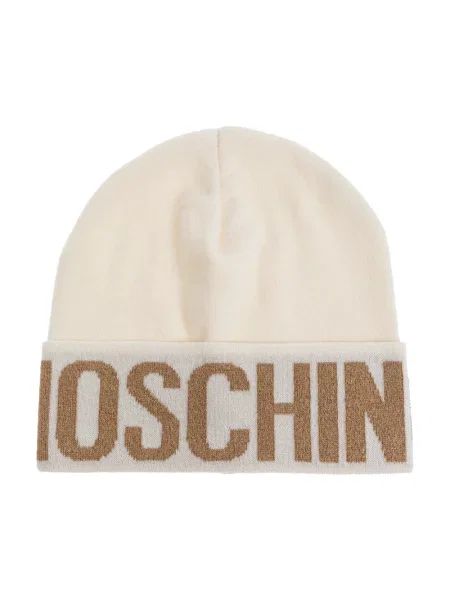 Czapka Moschino z logo beżowa