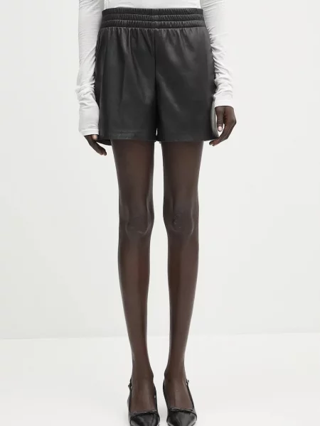 Anine Bing pantaloni scurți Kam Short uni high waist negru