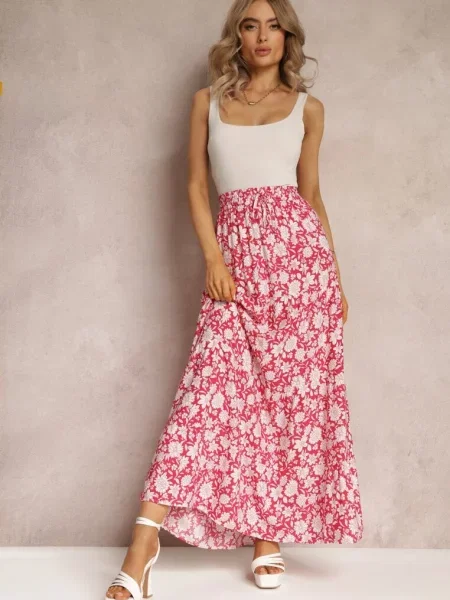 Spódnica Maxi w Kwiaty Eile czerwona