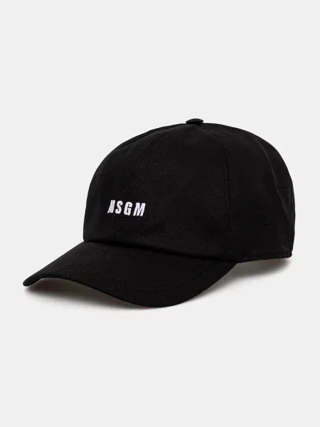 Шапка с козирка MSGM с апликация черно