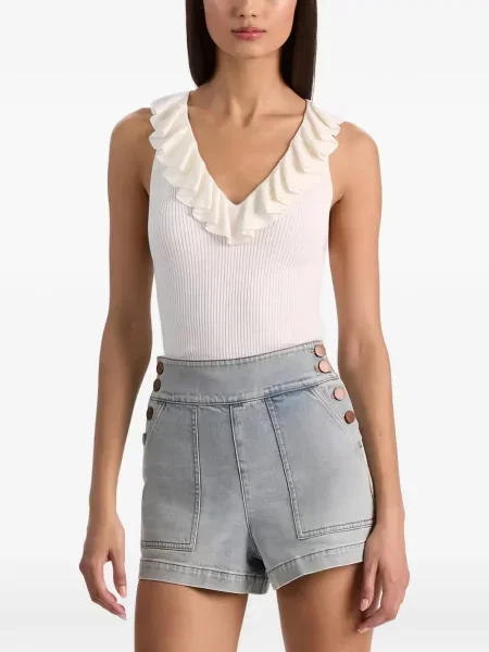 Top Alice + Olivia cu volane alb