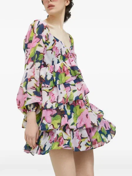 Rochie mini Abercrombie & Fitch cu model floral cu imagine de costum roz