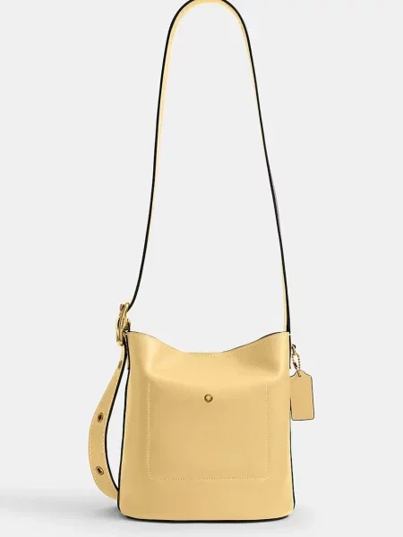 Coach torebka crossbody skórzana Bleecker Bucket Bag 21 beżowy