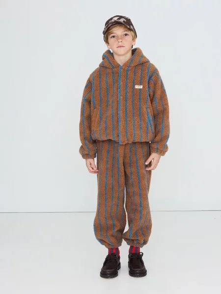 Tinycottons кофта на застібці з капюшоном дитяча флісова LINES SHERPA HOODIE