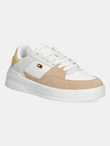 Кожени маратонки Tommy Hilfiger ESSENTIAL BASKET SNEAKER бежово