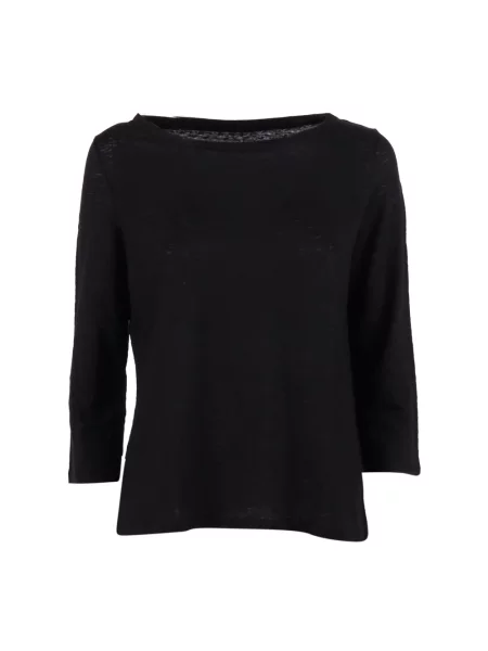 Sweter Majestic Filatures z dekoltem w łódkę czarny