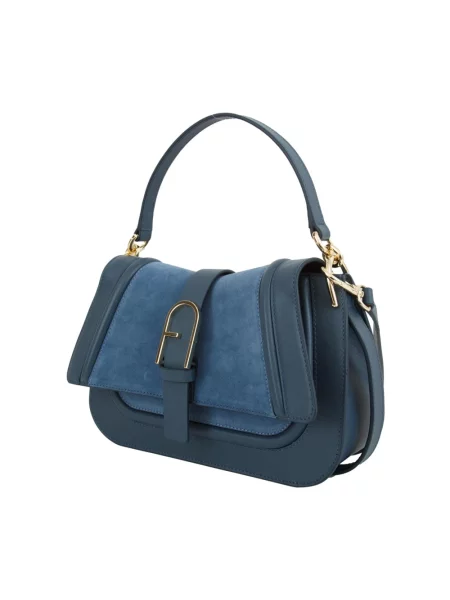 Top Furla skórzany niebieski