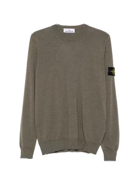 Pulover Stone Island cu decolteu rotund cu strasuri verde
