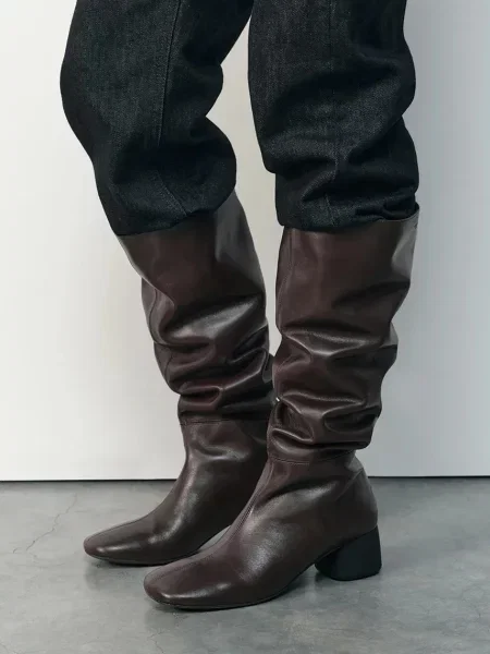 Vagabond Shoemakers ботуши под коляното дамски от кожа LIVIA кафяво
