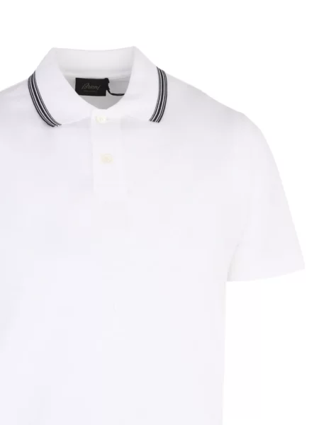 Tricou polo Brioni cu dungi alb