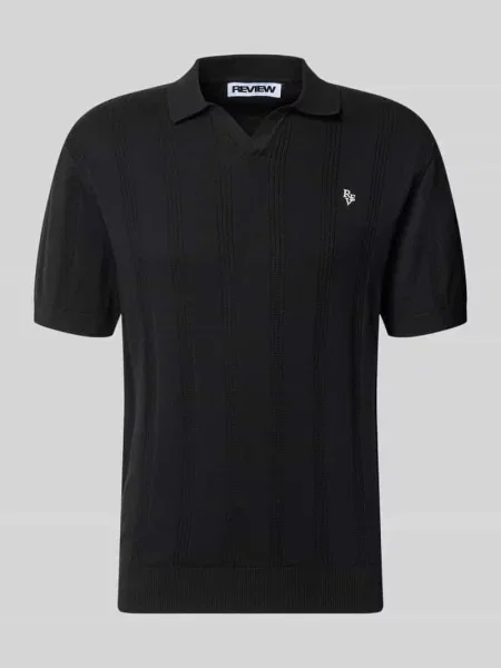 Koszulka polo o kroju regular fit z wyhaftowanym logo Review czarna