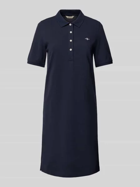 Sukienka polo o długości do kolan z wyhaftowanym logo granatowa