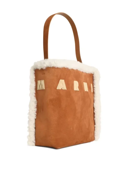 Geantă Marni din piele de căprioară maro