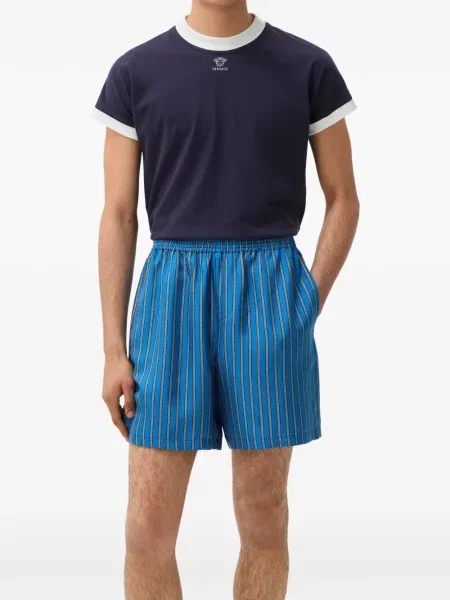 Pantaloni scurți Versace de mătase albastru