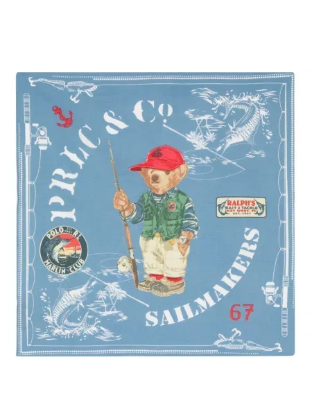 Svileni šal Polo Ralph Lauren s printom plava