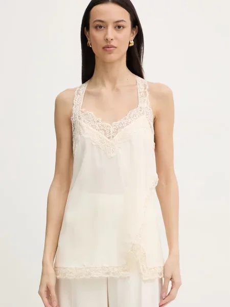 Pinko top pentru femei din mătase bej