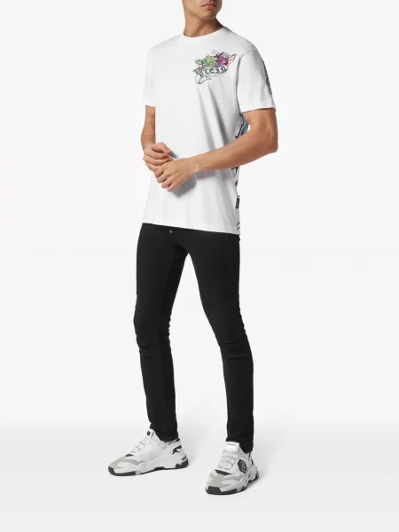 Raštuotas marškinėliai Philipp Plein balta