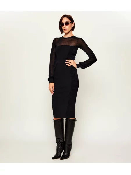 Elisabetta Franchi Rochie cu adaos de mătase negru
