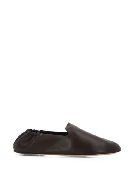 Pantofi loafer The Row din piele cu volane maro