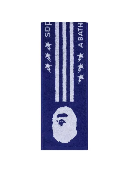 Geacă Adidas din jerseu cu dungi albastru