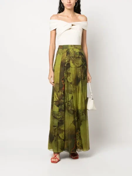 Raštuotas sijonas Alberta Ferretti žalia