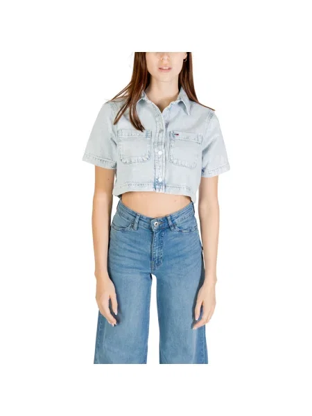 Zkrácená košile Tommy Hilfiger modrá