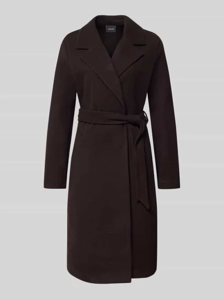 Futro Vero Moda z paskiem ze sztucznego futra brązowe