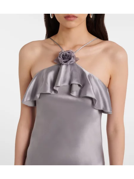 Rochie Rodarte de mătase cu model floral de costum gri
