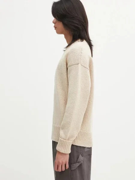 Visvim pulover de lână COLLEGE V-NECK bej