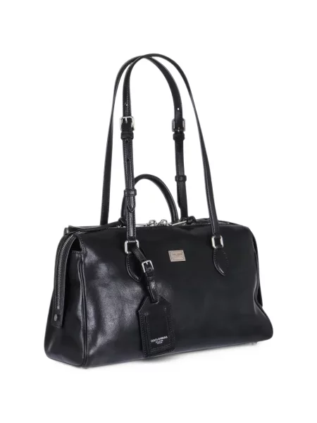 Кожена шопинг чанта Dolce & Gabbana черно