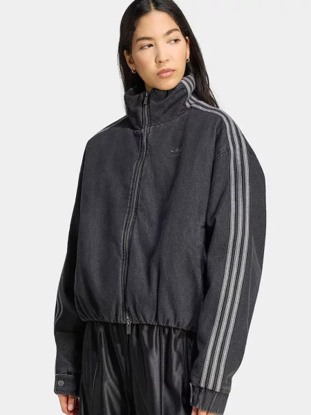 Adidas Originals geacă de tranziție pentru femei din denim Firebird negru