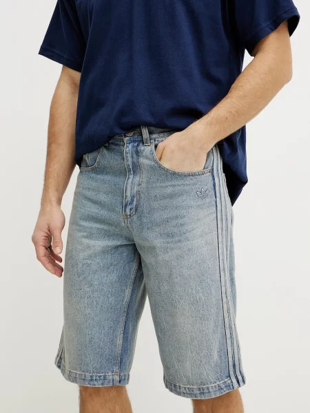 Дънков къс панталон adidas Originals DENIM SHORTS синьо