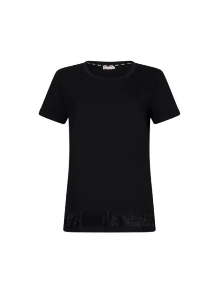 Liu Jo Koszulki Kobieta L Modny T-shirt z Okrągłym Dekoltem czarny