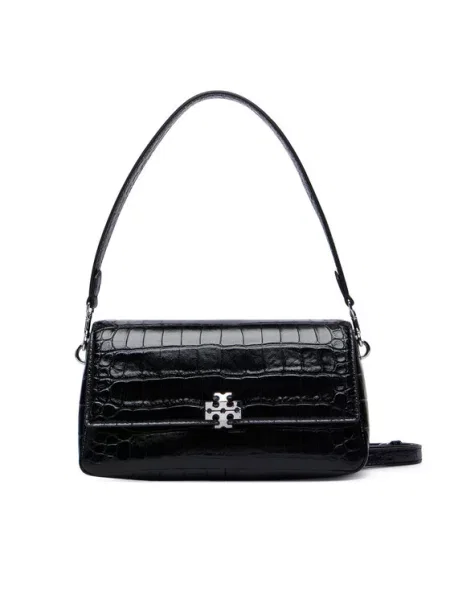 Tory Burch Geantă Charlie Embossed Croc Small Shoulder Bag negru