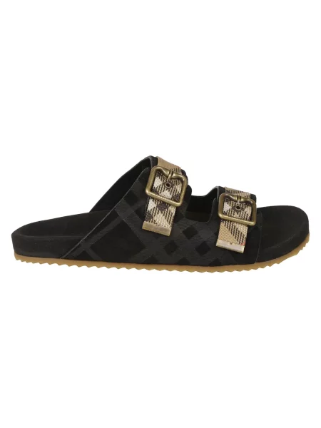 Klapki Burberry skórzane czarne