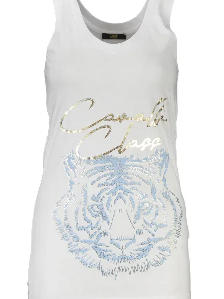 Podkoszulka Cavalli Class elegancka w tygrysie prążki biała
