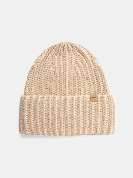 Шапка та рукавиці з домішкою вовни UGG CHUNKY бежевий