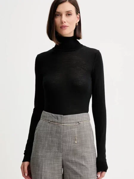 Simona Corsellini pulover de lână light cu guler negru