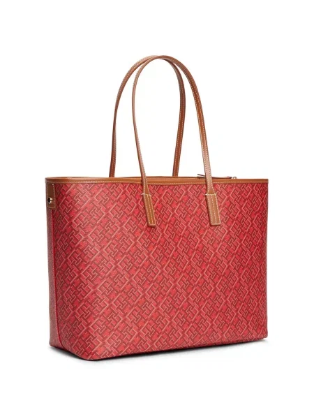 Pruhovaná shopper kabelka Tommy Hilfiger červená