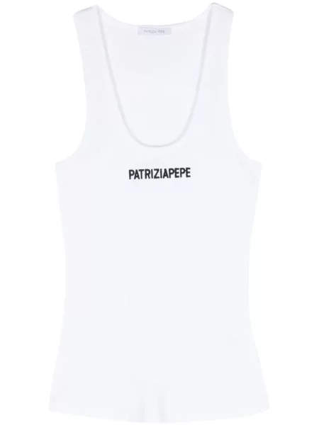 Top Patrizia Pepe cu broderie alb