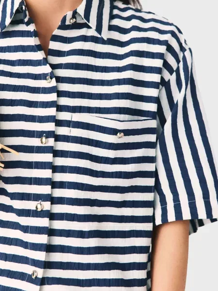 Сорочка у смужку Maje синя