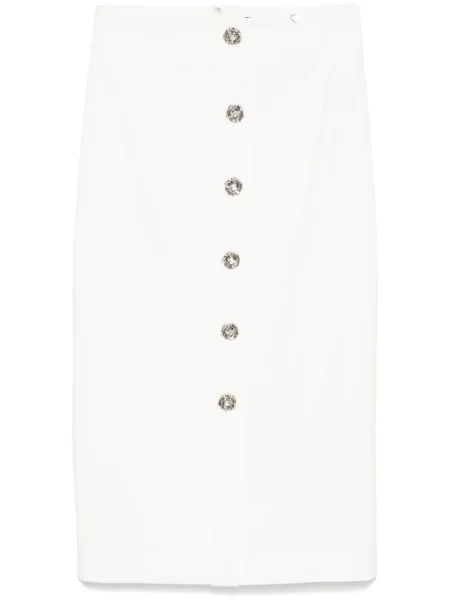 Fustă midi Nissa cu model floral până la genunchi alb