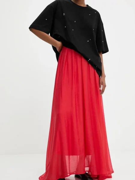 Answear Lab spódnica maxi rozkloszowana czerwony