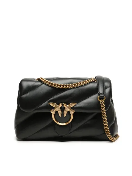 Pinko De piele geantă pe umăr LOVE CLASSIC PUFF negru