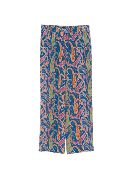 Pantaloni palazzo Etro cu imagine cu model paisley albastru