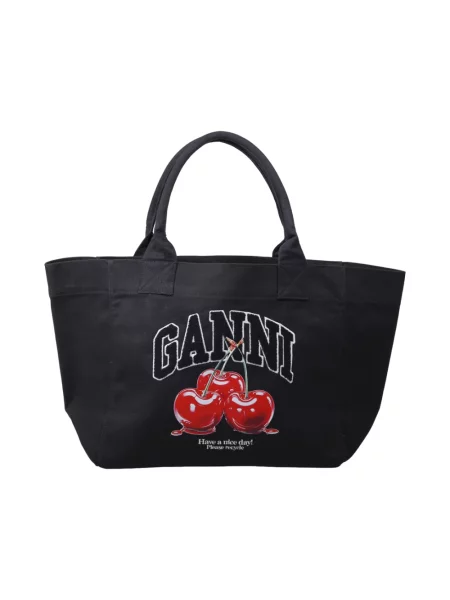 Trapez shopperka Ganni czarna