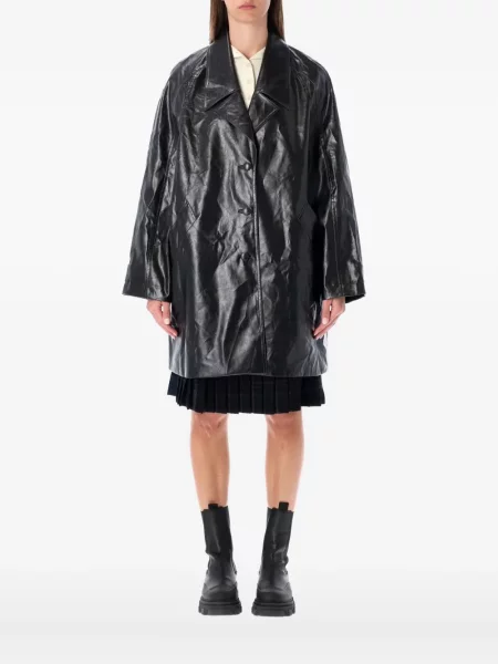 Palton Low Classic din piele negru