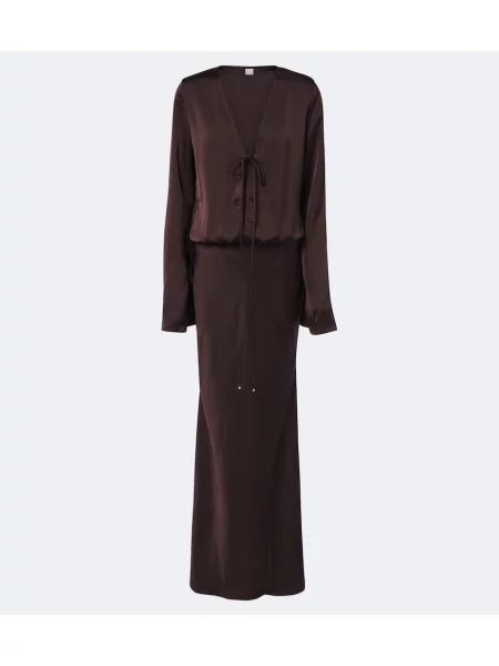Rochie maxi Bananhot din satin maro